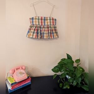 Tessa Fay Puff Top Plaid XS